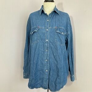Vintage Sasson Pearl Snap Denim Shirt L